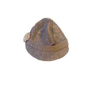 TLC Linen Slouch Style Hat With Flower Detail Sophisticated Preppy Stylish‎ L